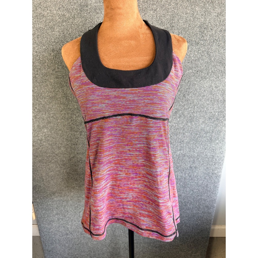 Lululemon Womens Racerback Tank Top Built In Bra Space Dye Purple Pink Size 12